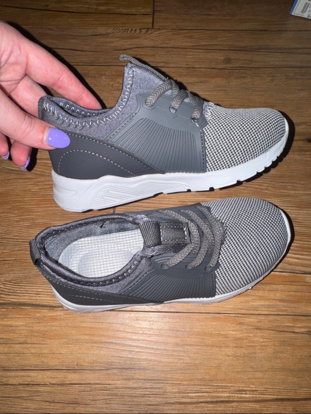 Kids Lightweight Gray Athletic Sneakers - Comfortable Everyday Shoes